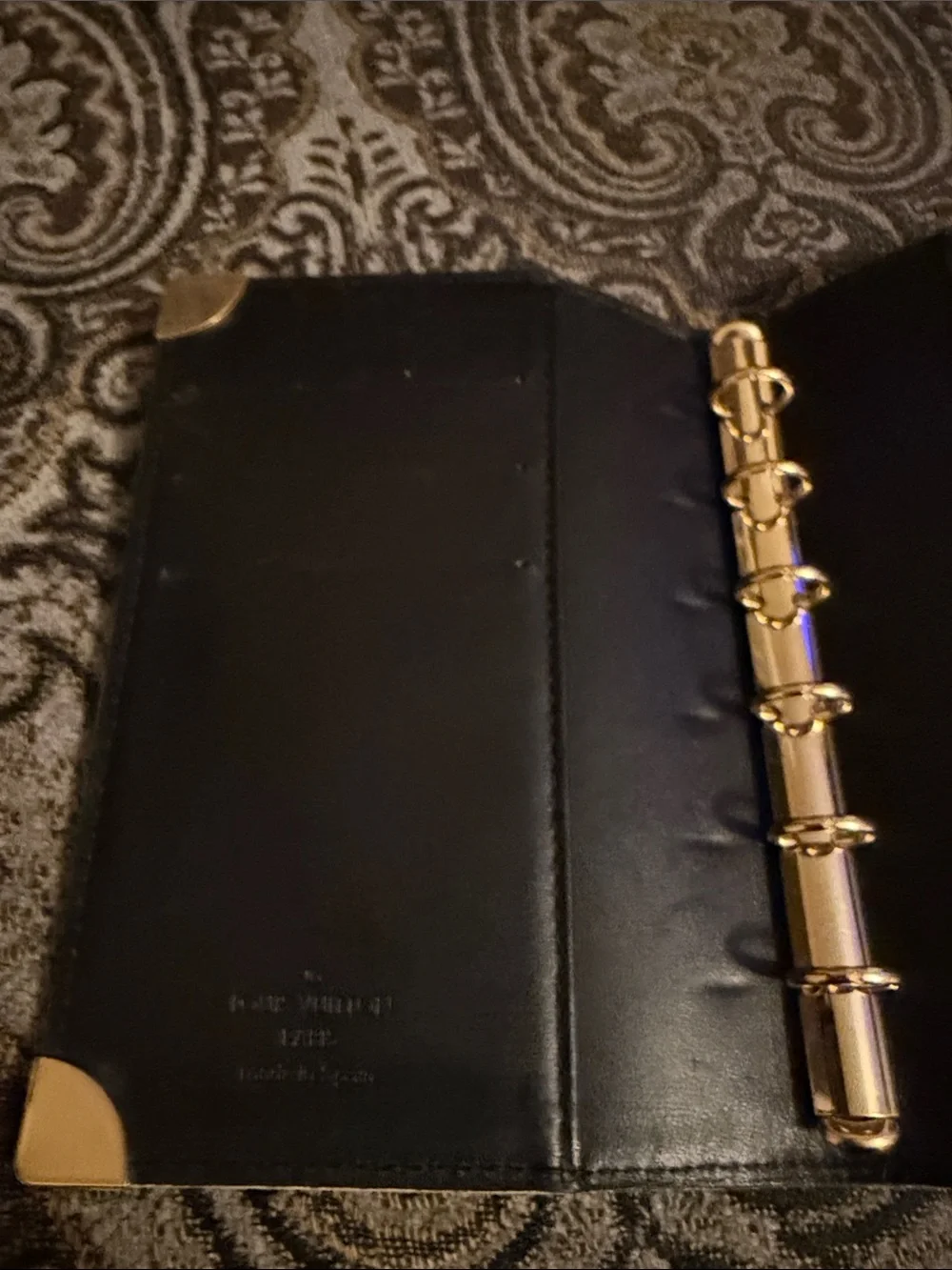 Louis Vuitton Black agenda  with Gold Accents
